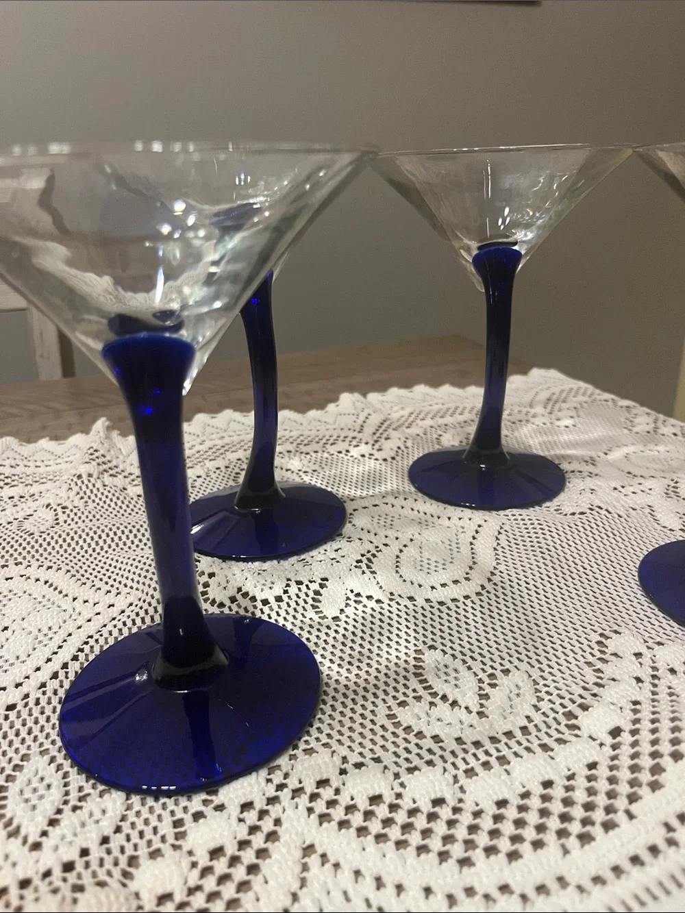 Set Of 4 Libbey Bravura Martini Glasses Cobalt Blue